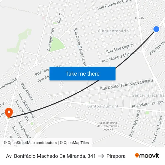 Av. Bonifácio Machado De Miranda, 341 to Pirapora map