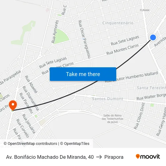 Av. Bonifácio Machado De Miranda, 40 to Pirapora map