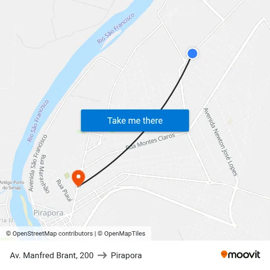 Av. Manfred Brant, 200 to Pirapora map