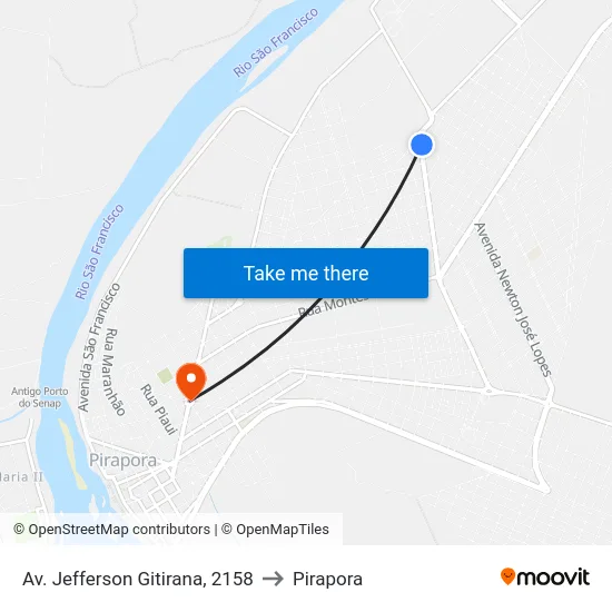 Av. Jefferson Gitirana, 2158 to Pirapora map