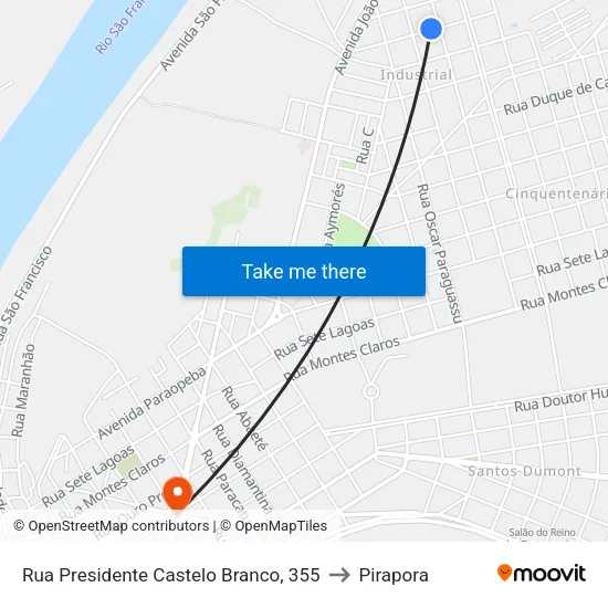 Rua Presidente Castelo Branco, 355 to Pirapora map