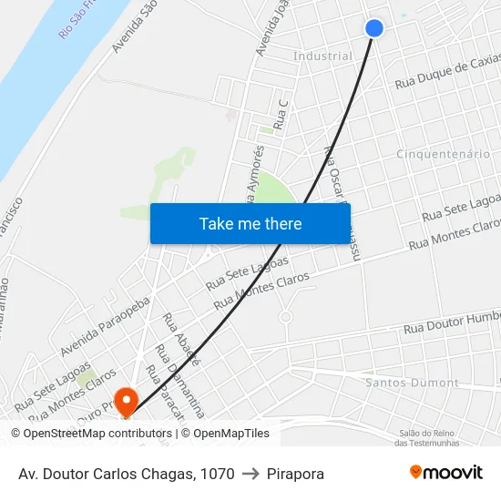 Av. Doutor Carlos Chagas, 1070 to Pirapora map