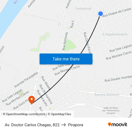 Av. Doutor Carlos Chagas, 822 to Pirapora map