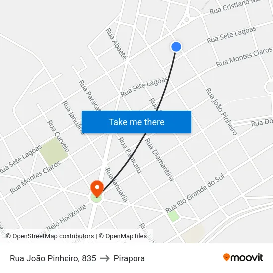 Rua João Pinheiro, 835 to Pirapora map