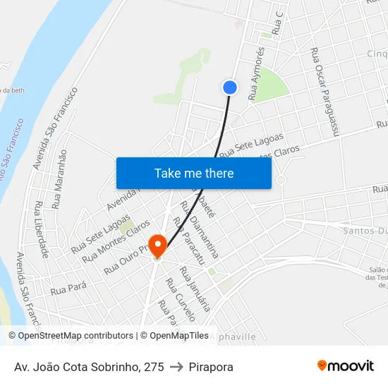 Av. João Cota Sobrinho, 275 to Pirapora map