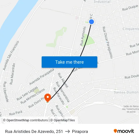 Rua Aristides De Azevedo, 251 to Pirapora map