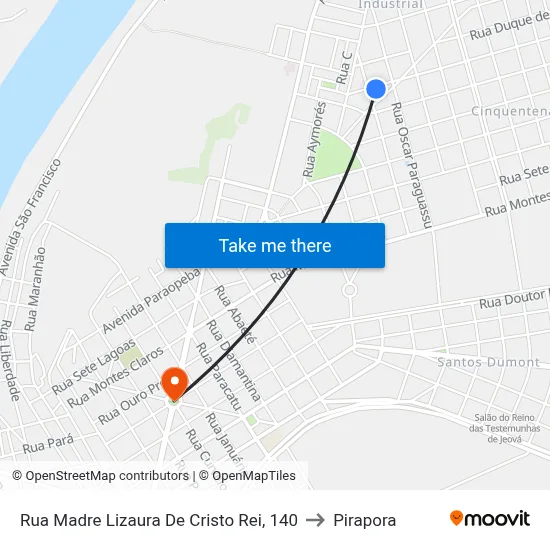 Rua Madre Lizaura De Cristo Rei, 140 to Pirapora map