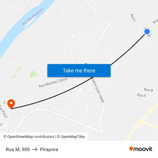 Rua M, 900 to Pirapora map
