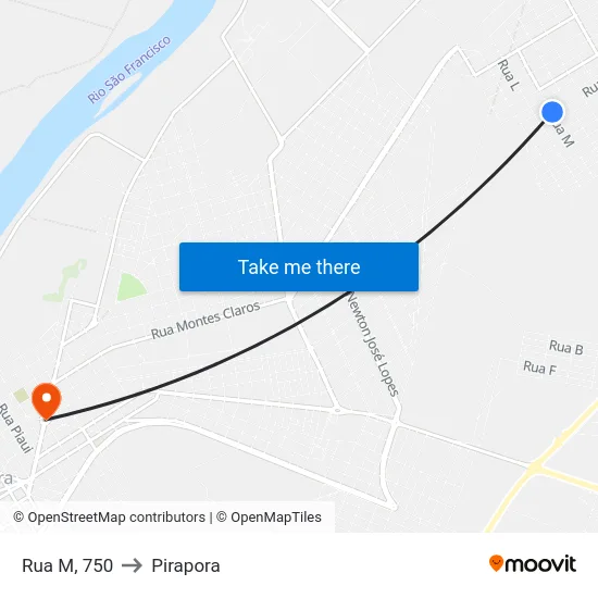 Rua M, 750 to Pirapora map