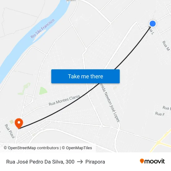 Rua José Pedro Da Silva, 300 to Pirapora map