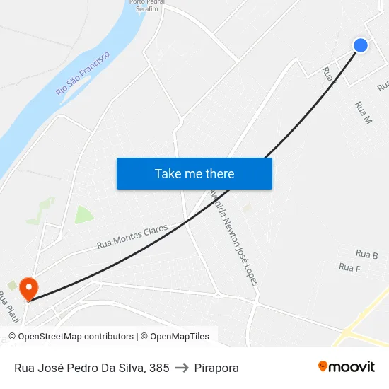 Rua José Pedro Da Silva, 385 to Pirapora map