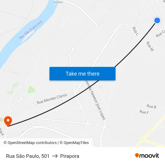 Rua São Paulo, 501 to Pirapora map