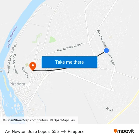 Av. Newton José Lopes, 655 to Pirapora map