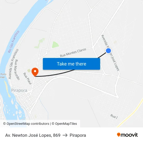 Av. Newton José Lopes, 869 to Pirapora map