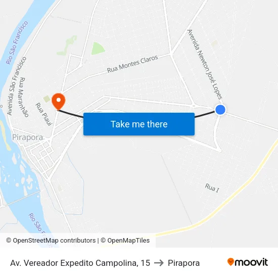 Av. Vereador Expedito Campolina, 15 to Pirapora map
