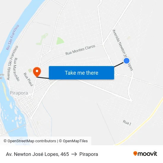 Av. Newton José Lopes, 465 to Pirapora map