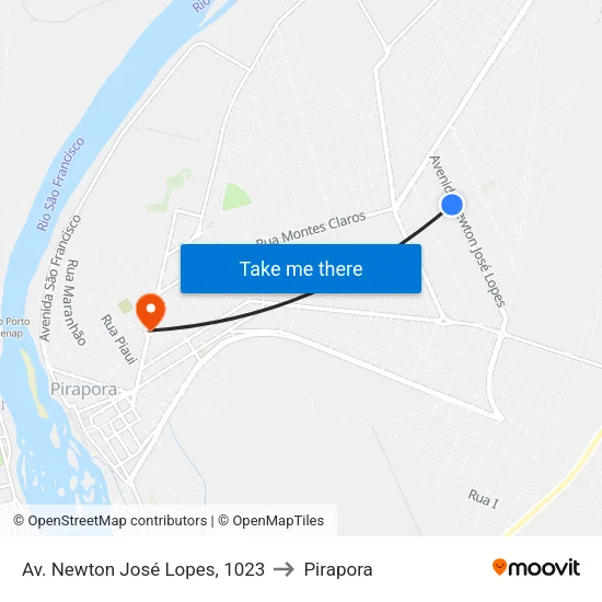 Av. Newton José Lopes, 1023 to Pirapora map