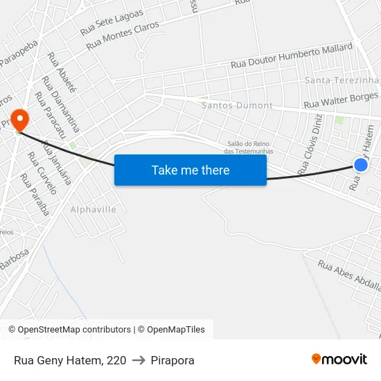 Rua Geny Hatem, 220 to Pirapora map