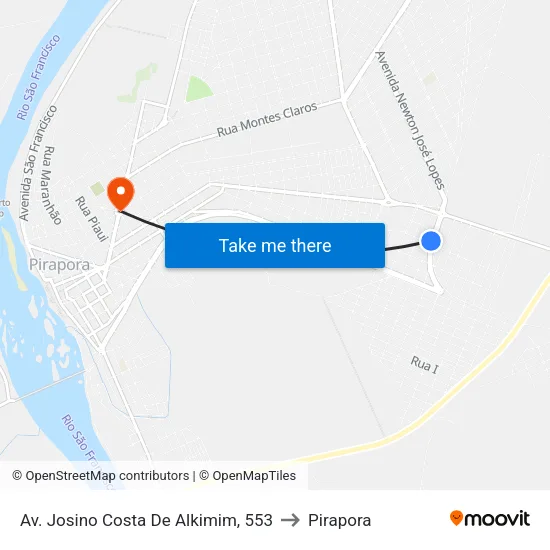 Av. Josino Costa De Alkimim, 553 to Pirapora map