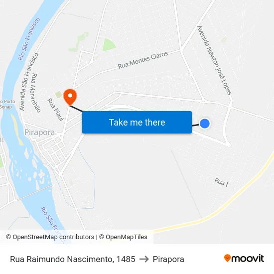 Rua Raimundo Nascimento, 1485 to Pirapora map