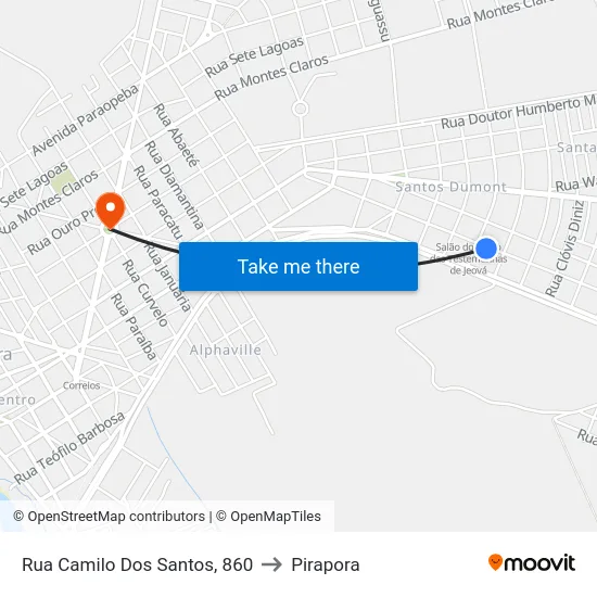 Rua Camilo Dos Santos, 860 to Pirapora map