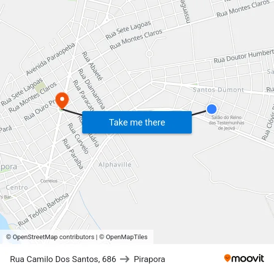 Rua Camilo Dos Santos, 686 to Pirapora map