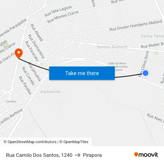 Rua Camilo Dos Santos, 1240 to Pirapora map