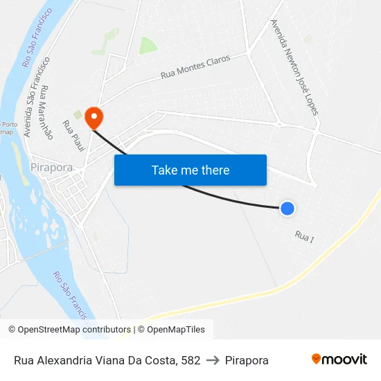 Rua Alexandria Viana Da Costa, 582 to Pirapora map