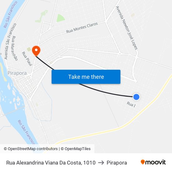 Rua Alexandrina Viana Da Costa, 1010 to Pirapora map