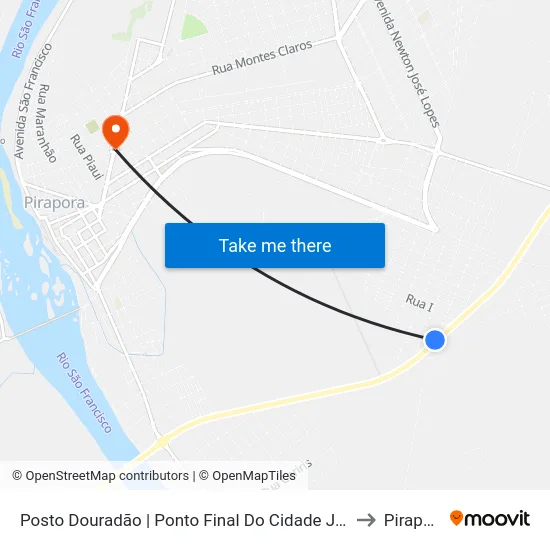 Posto Douradão | Ponto Final Do Cidade Jardim to Pirapora map