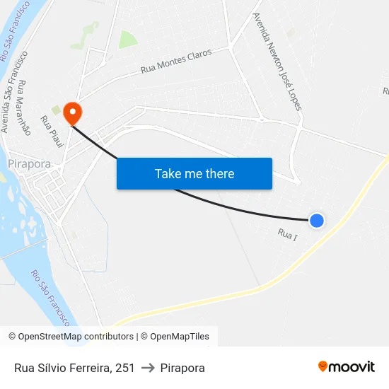Rua Sílvio Ferreira, 251 to Pirapora map