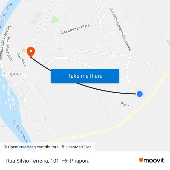 Rua Sílvio Ferreira, 101 to Pirapora map