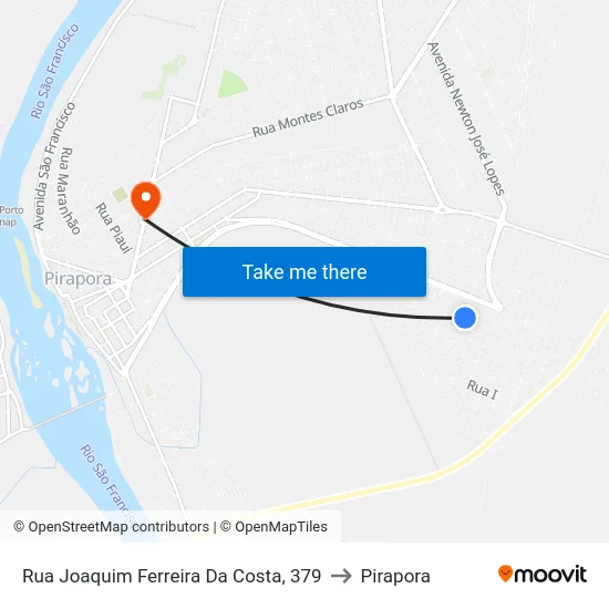 Rua Joaquim Ferreira Da Costa, 379 to Pirapora map