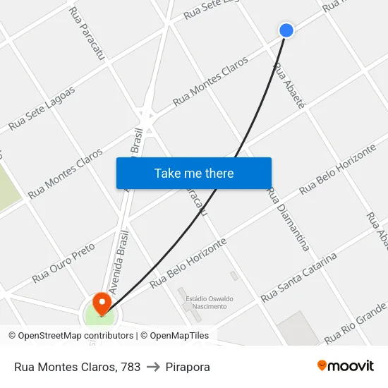 Rua Montes Claros, 783 to Pirapora map