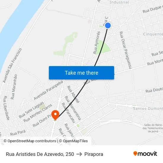 Rua Aristides De Azevedo, 250 to Pirapora map