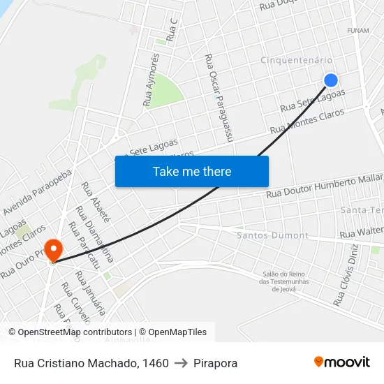 Rua Cristiano Machado, 1460 to Pirapora map