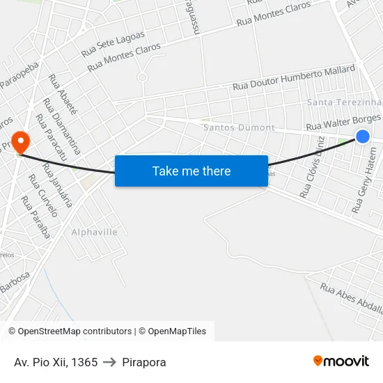 Av. Pio Xii, 1365 to Pirapora map