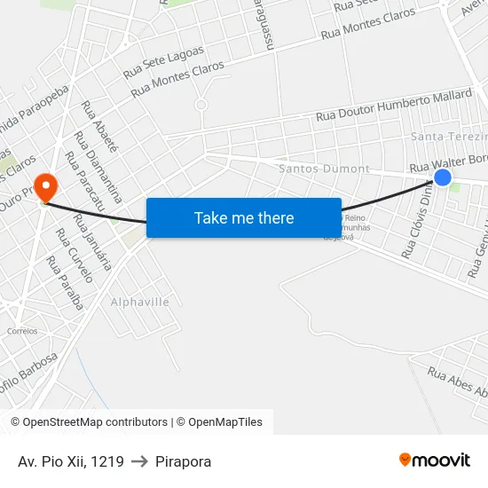 Av. Pio Xii, 1219 to Pirapora map