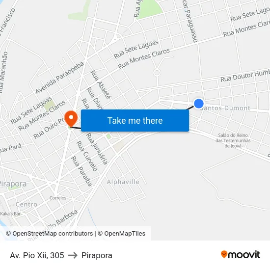 Av. Pio Xii, 305 to Pirapora map