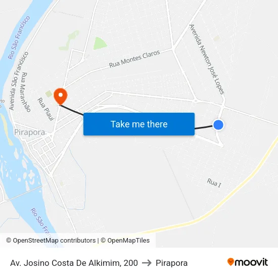 Rua Maria Ribeiro De Souza, 214 to Pirapora map