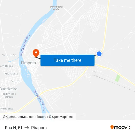 Rua N, 51 to Pirapora map