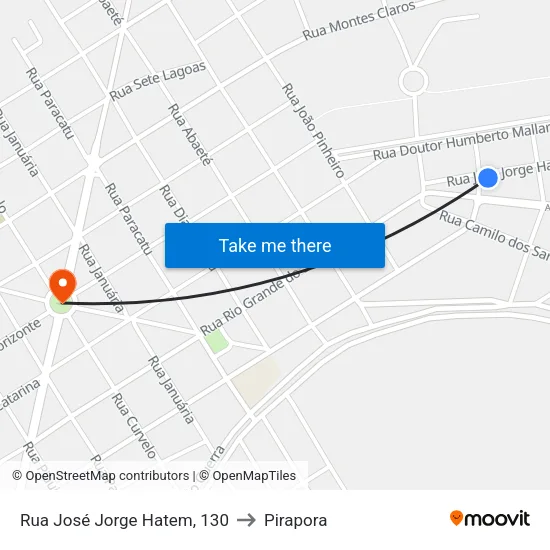 Rua José Jorge Hatem, 130 to Pirapora map