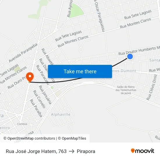 Rua José Jorge Hatem, 763 to Pirapora map