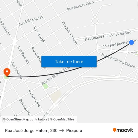 Rua José Jorge Hatem, 330 to Pirapora map