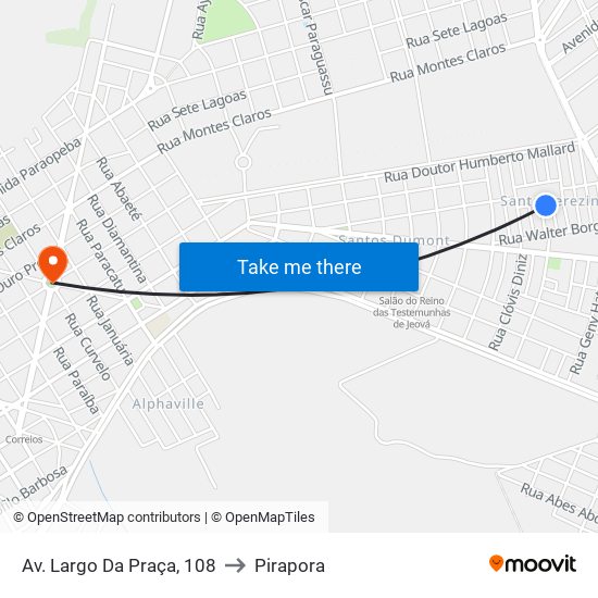 Av. Largo Da Praça, 108 to Pirapora map
