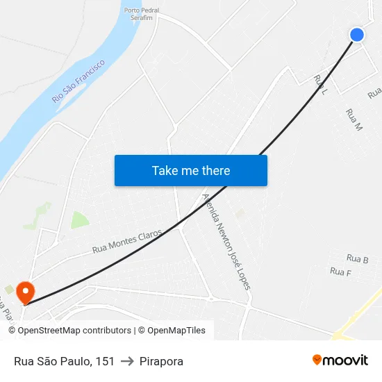 Rua São Paulo, 151 to Pirapora map