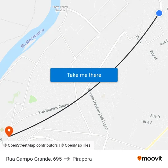 Rua Campo Grande, 695 to Pirapora map