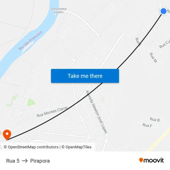 Rua 5 to Pirapora map