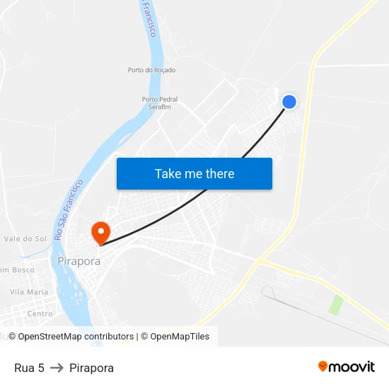 Rua 5 to Pirapora map