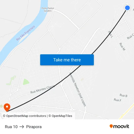 Rua 10 to Pirapora map